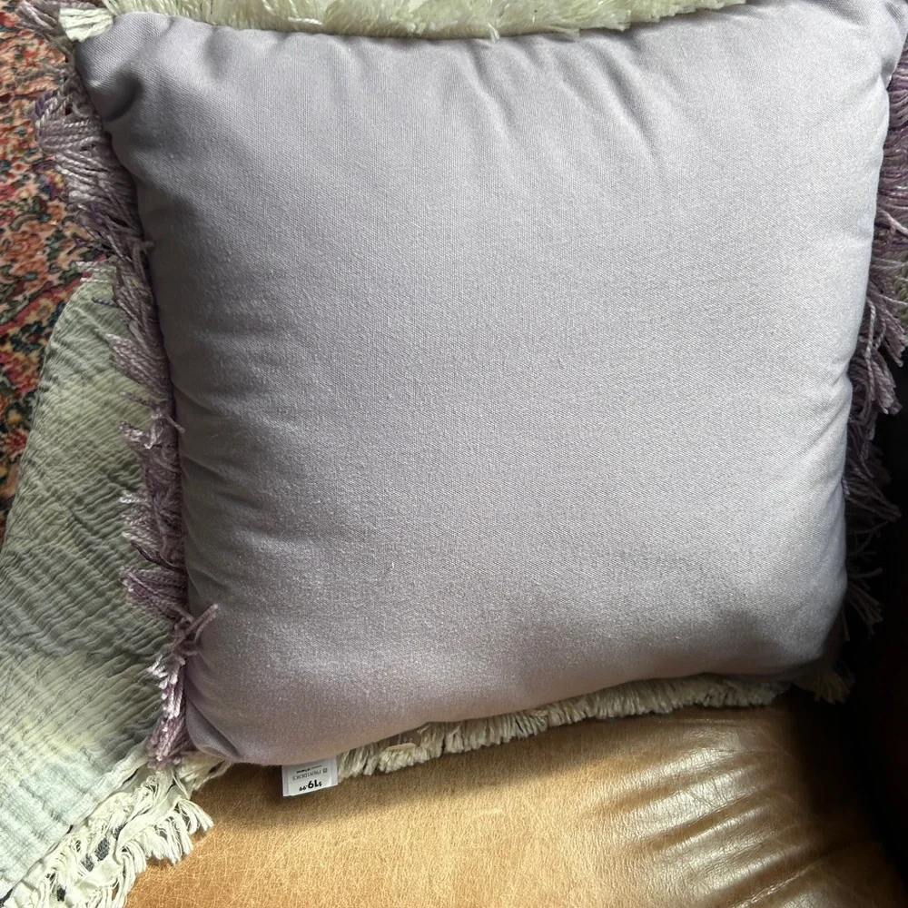 Pink Purple Butterfly Accent Pillow Set of 2 Fringed Textured 3D Decorative NEW